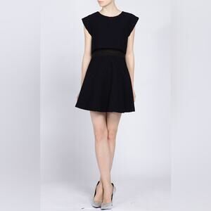 Maje Navy Ravenna Chevron Illusion Mini Dress Size 2 (Medium) Sheer Middle Panel